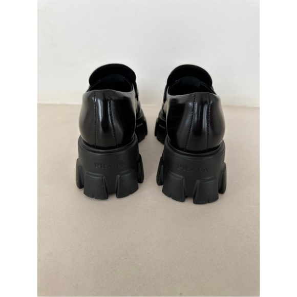 Prada Brushed Leather Monolith Pointed Loafers - Picture 4 of 9